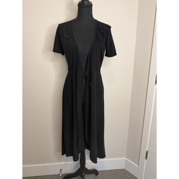 Katayone Adeli Sweaters - Katayone Adeli Vintage Black Lace Duster Wrap Tie Front Dress Small